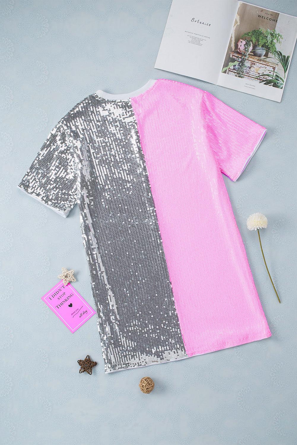 Pink Sparkle and Shine Sequin Shift Mini Dress - Klazzi Fashion Boutique