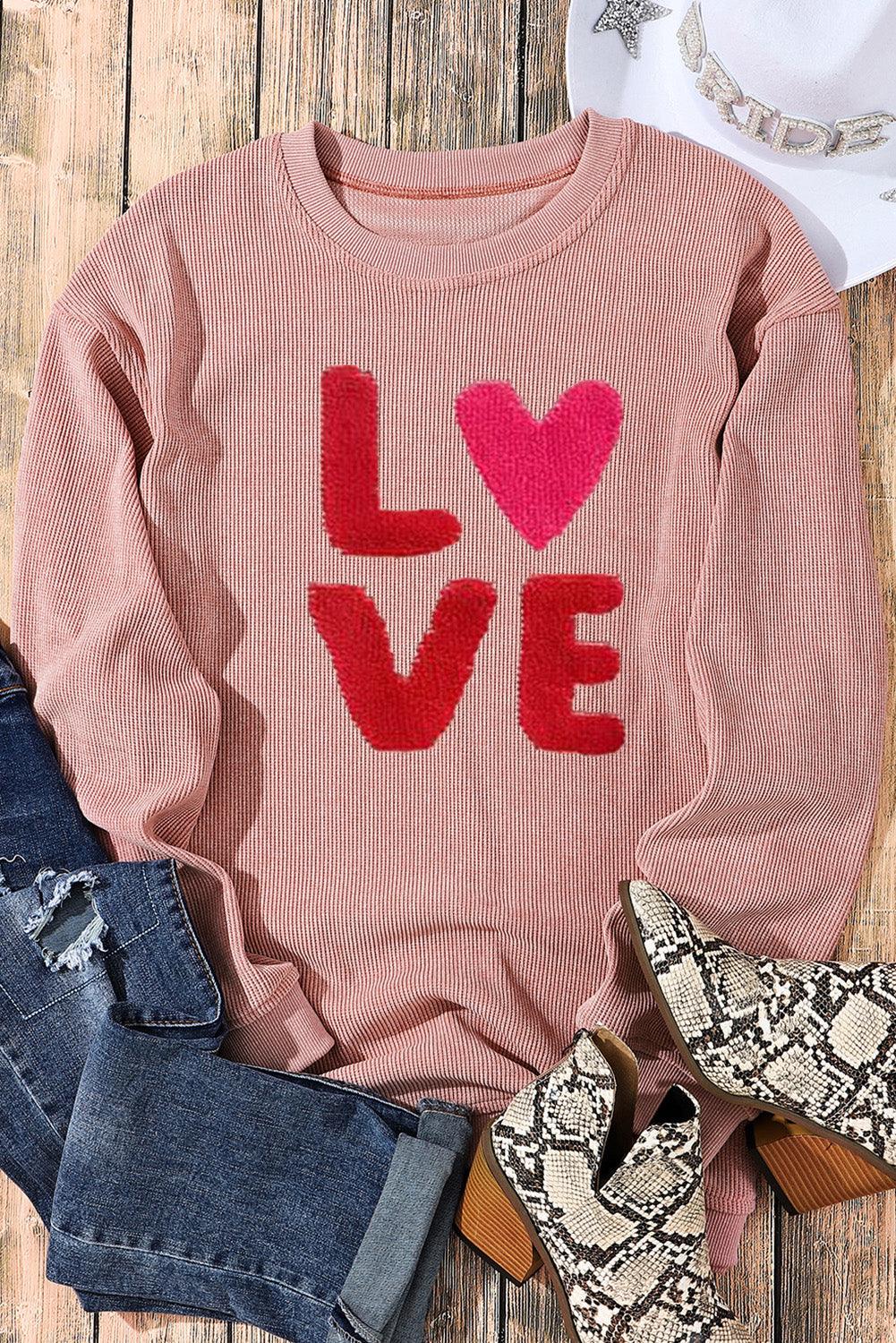 Valentine "LOVE" Chenille Corduroy Sweatshirt