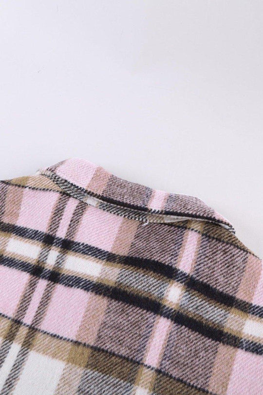 Plaid Button Down Flannel Jacket - Klazzi Fashion Boutique