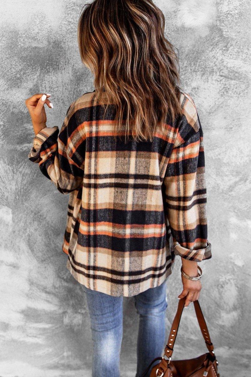 Plaid Button Down Flannel Jacket - Klazzi Fashion Boutique