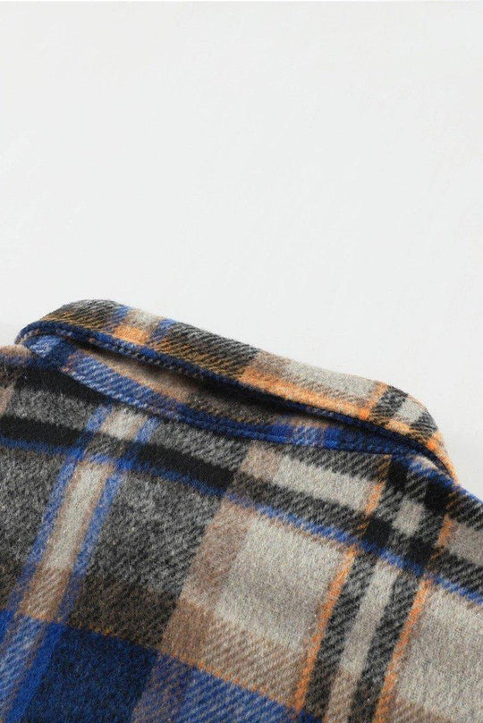 Plaid Button Down Flannel Jacket - Klazzi Fashion Boutique