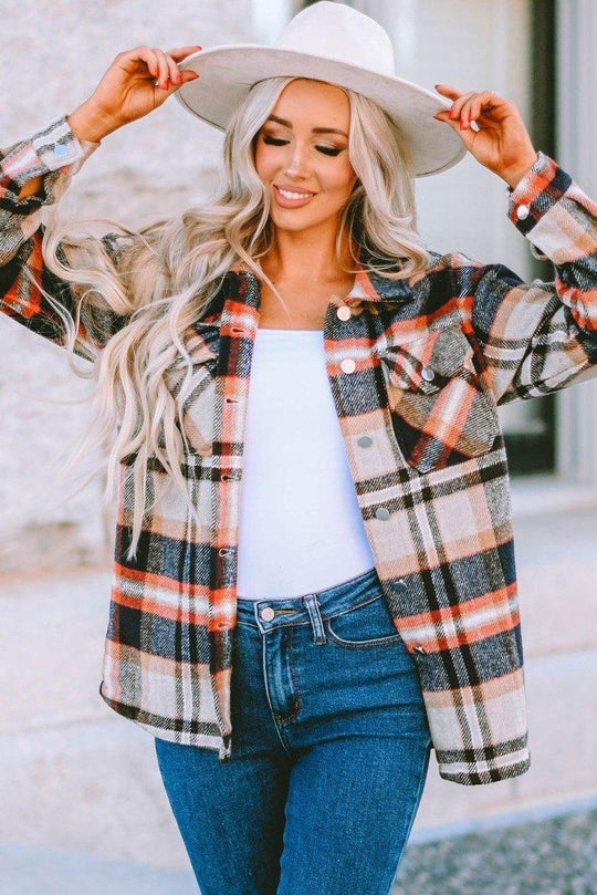 Plaid Button Down Flannel Jacket - Klazzi Fashion Boutique