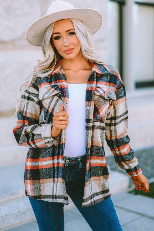 Plaid Button Down Flannel Jacket - Klazzi Fashion Boutique