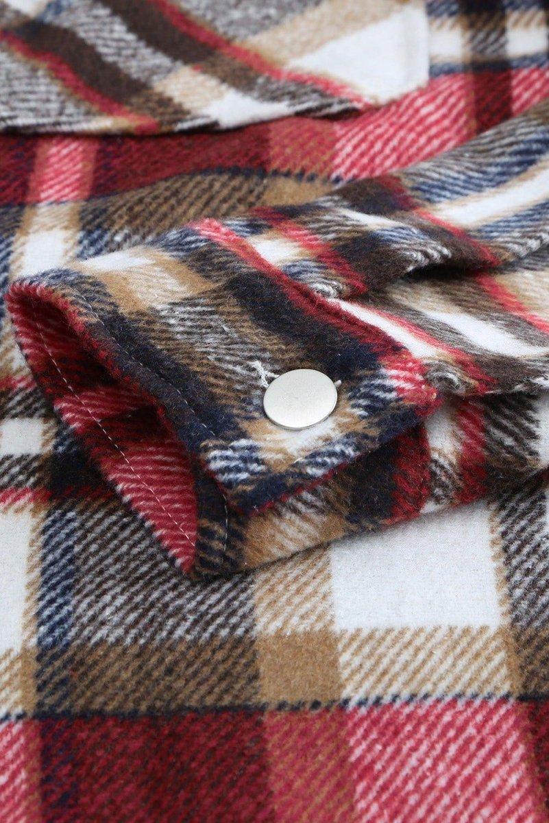 Plaid Button Down Flannel Jacket - Klazzi Fashion Boutique