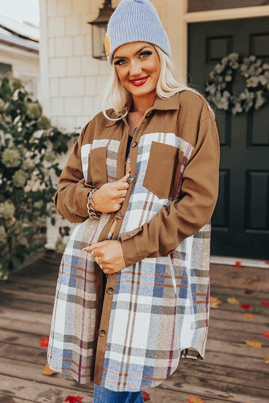 Plaid Long Sleeve Shirt Mini Dress - Klazzi Fashion Boutique