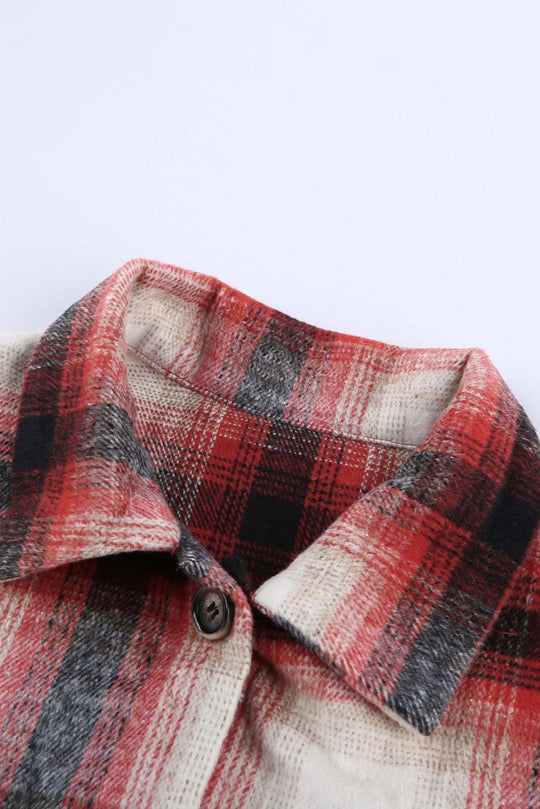 Plaid Red and Navy Shacket - Klazzi Fashion Boutique