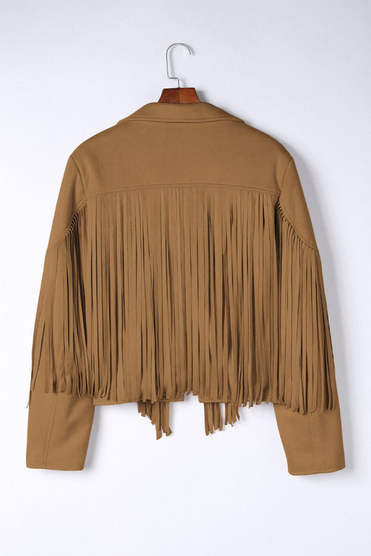 Plus Size Fringe Cropped Jacket - Klazzi Fashion Boutique