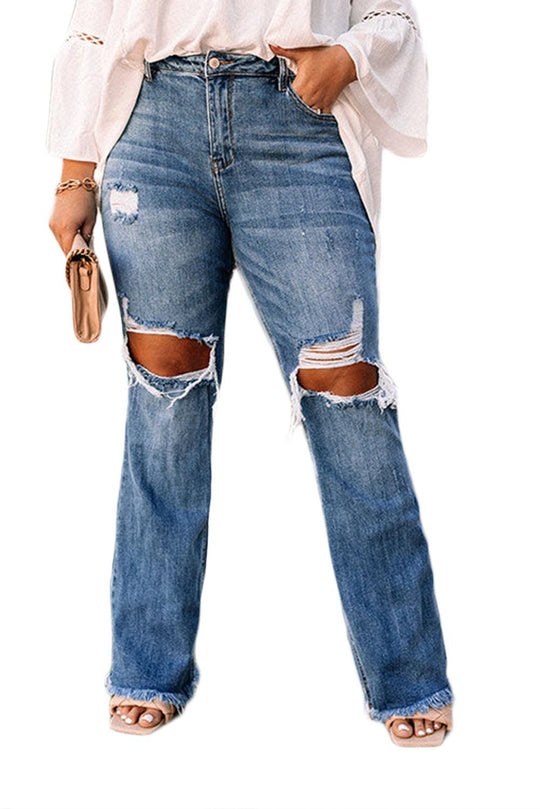 Plus Size Distressed Knee Jeans