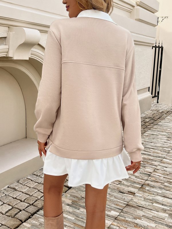 Polo Loose Casual Pocket Sweatshirt Dresses - Klazzi Fashion Boutique