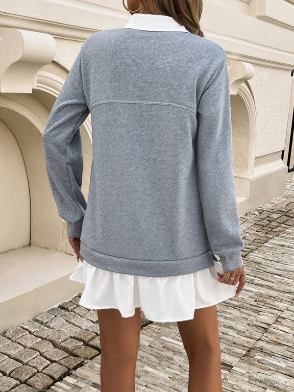 Polo Loose Casual Pocket Sweatshirt Dresses - Klazzi Fashion Boutique