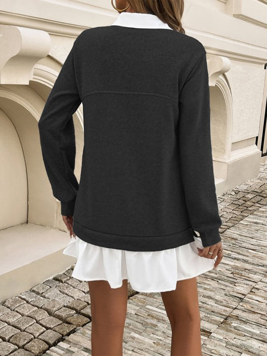 Polo Loose Casual Pocket Sweatshirt Dresses - Klazzi Fashion Boutique