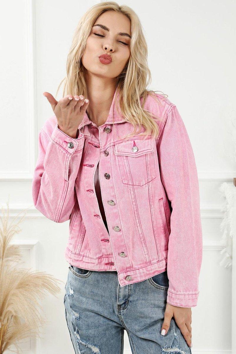 Pink boutique denim jacket best sale