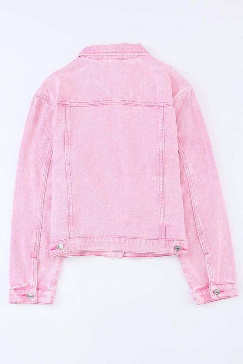 Pretty Pink Acid Wash Denim Jacket - Klazzi Fashion Boutique