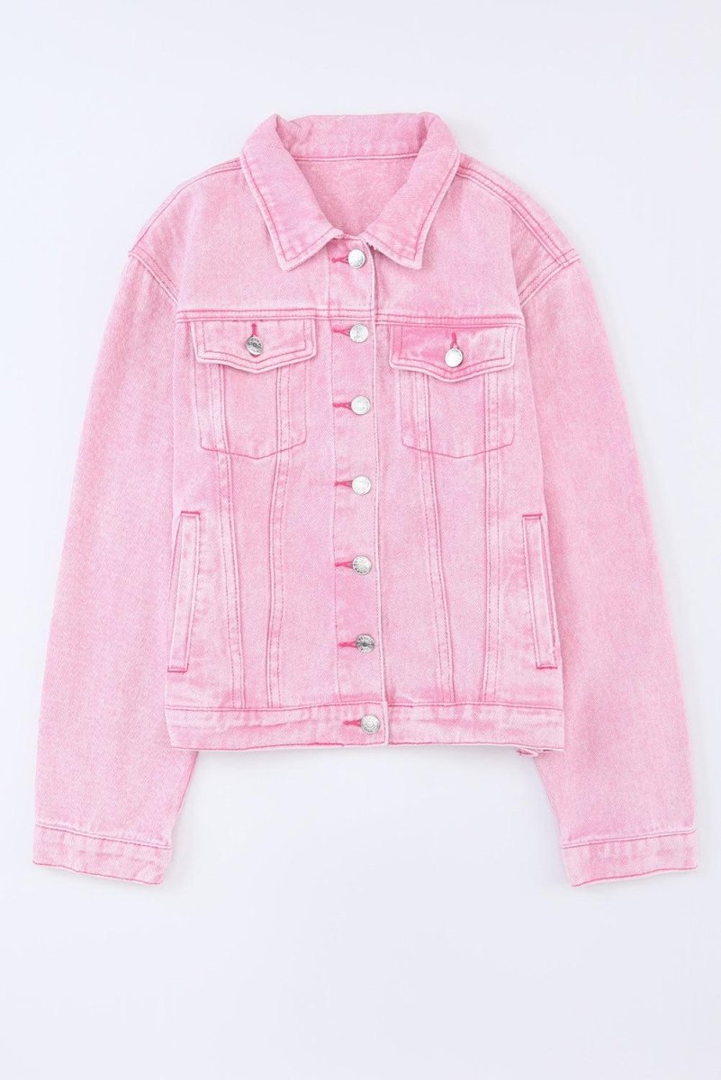 Pretty Pink Acid Wash Denim Jacket - Klazzi Fashion Boutique