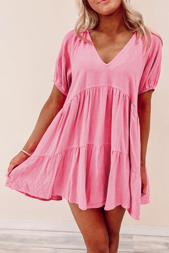 Pretty Pink Tiered Swing Dress - Klazzi Fashion Boutique