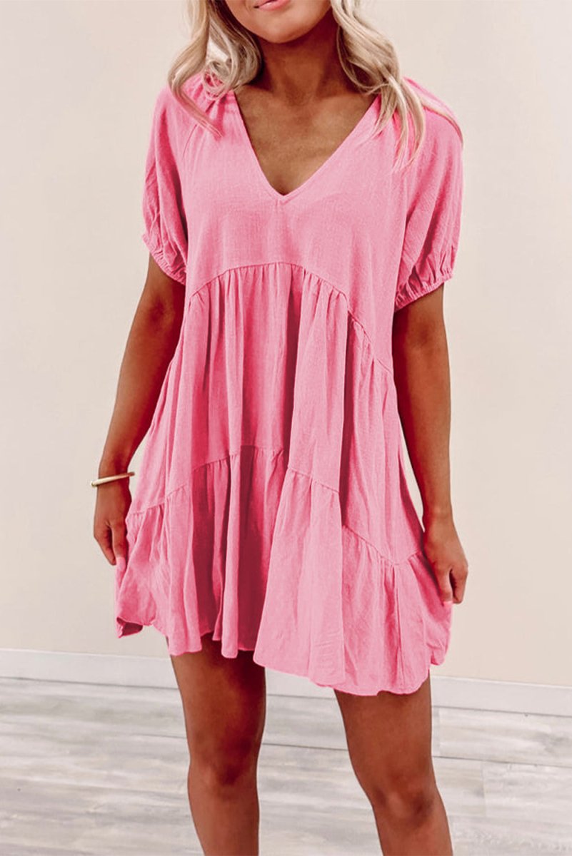 Pretty Pink Tiered Swing Dress - Klazzi Fashion Boutique