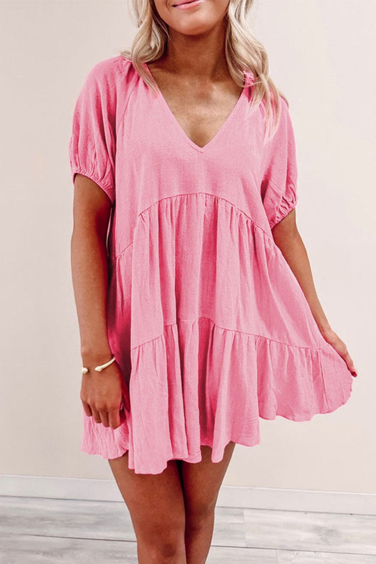 Pretty Pink Tiered Swing Dress - Klazzi Fashion Boutique