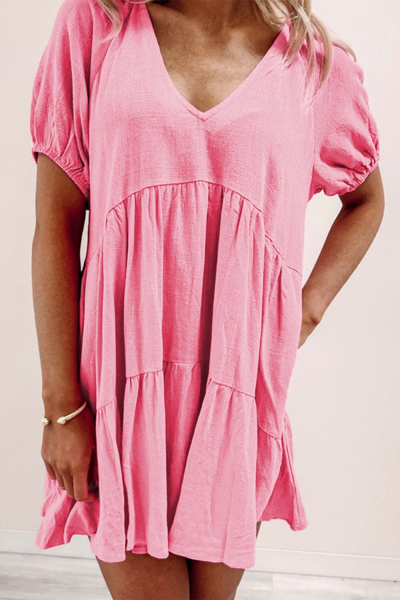 Pretty Pink Tiered Swing Dress - Klazzi Fashion Boutique