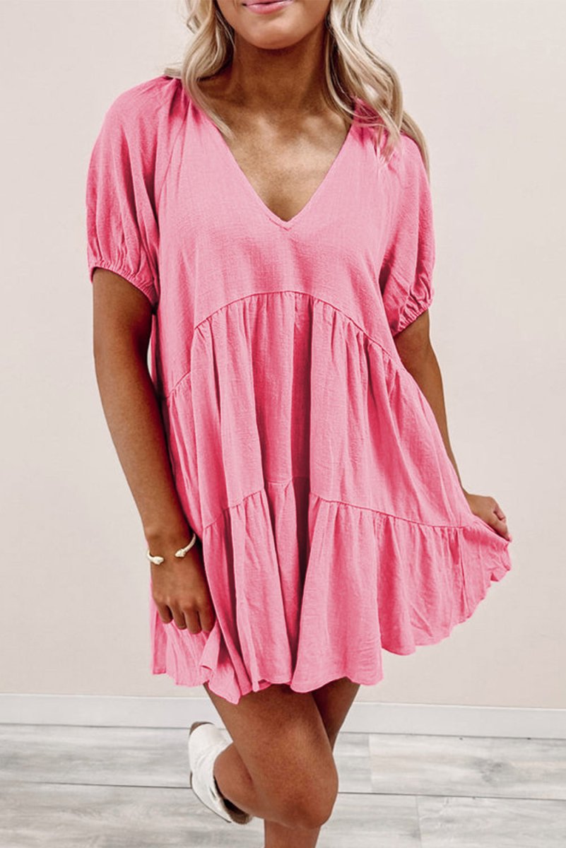 Pretty Pink Tiered Swing Dress - Klazzi Fashion Boutique