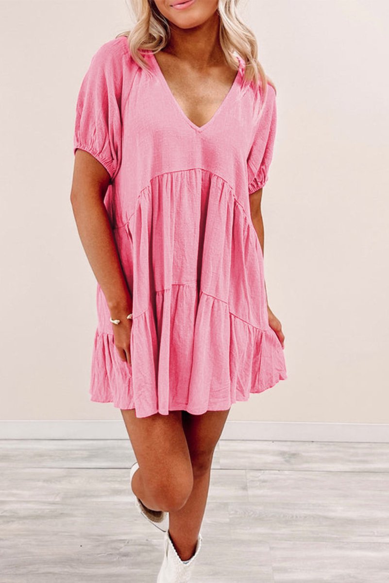 Pretty Pink Tiered Swing Dress - Klazzi Fashion Boutique