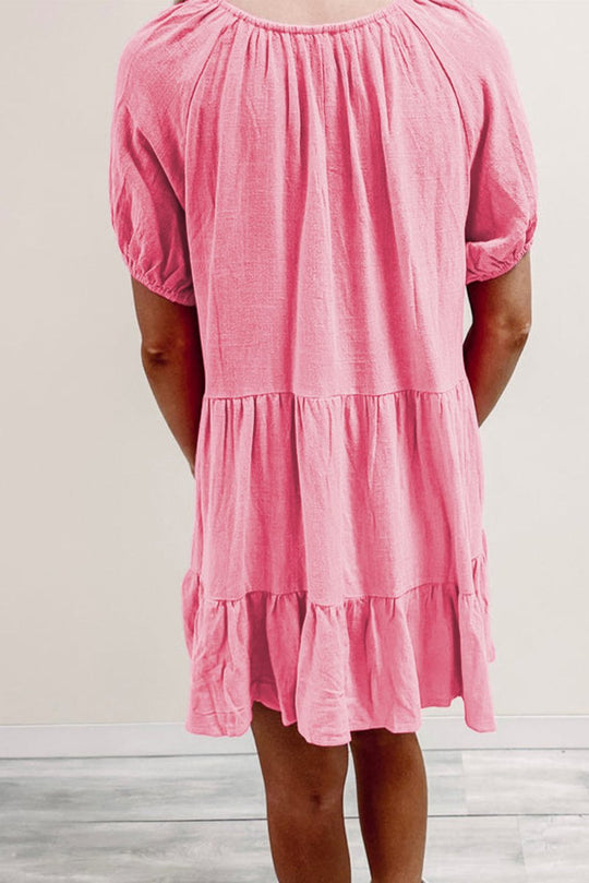 Pretty Pink Tiered Swing Dress - Klazzi Fashion Boutique