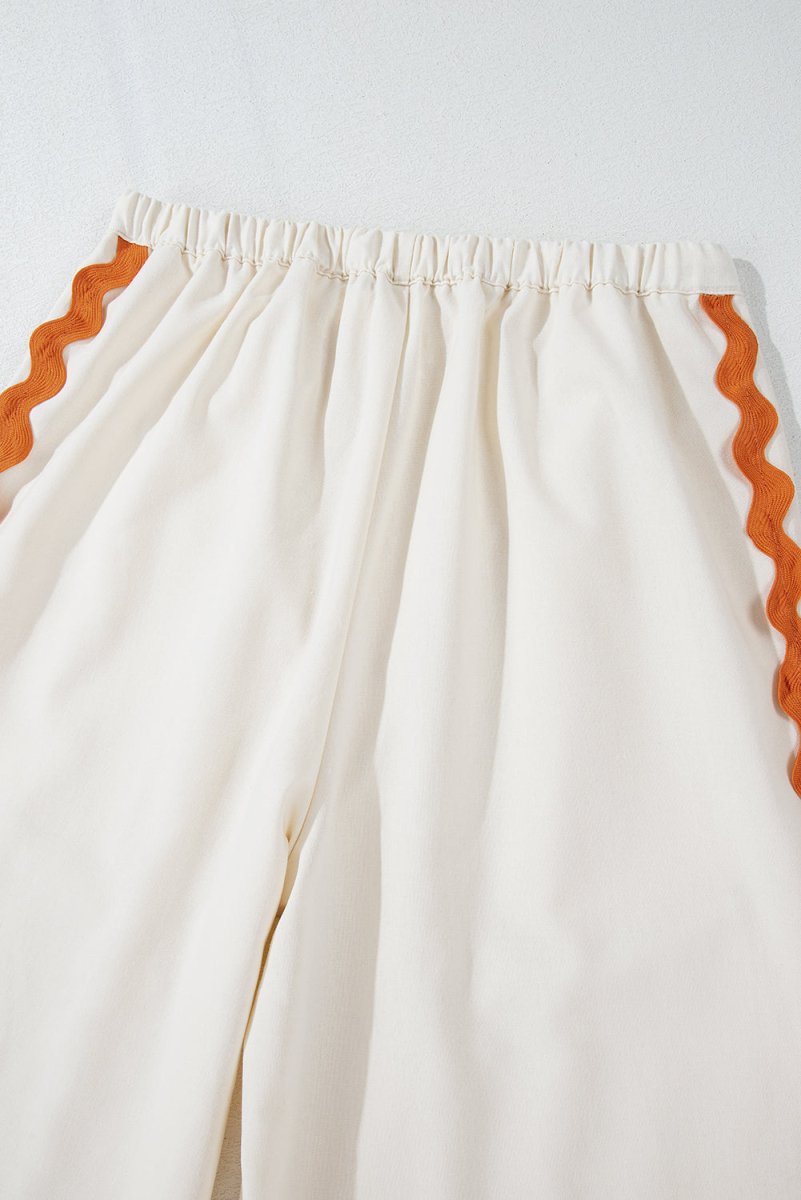 Pumpkin Spice Zig Zag Cream Wide Leg Pants Set - Klazzi Fashion Boutique