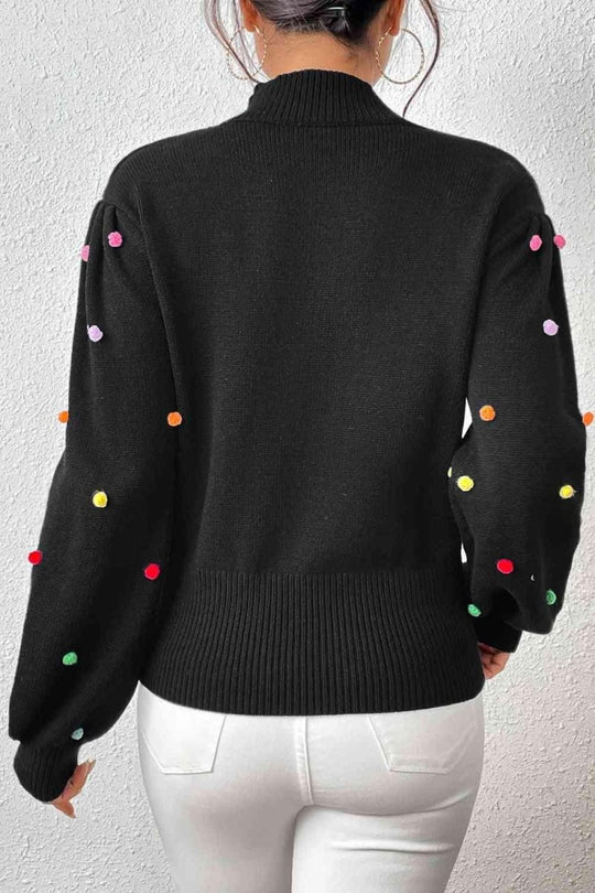 Rainbow Pom - Pom Long Sleeve Sweater - Klazzi Fashion Boutique