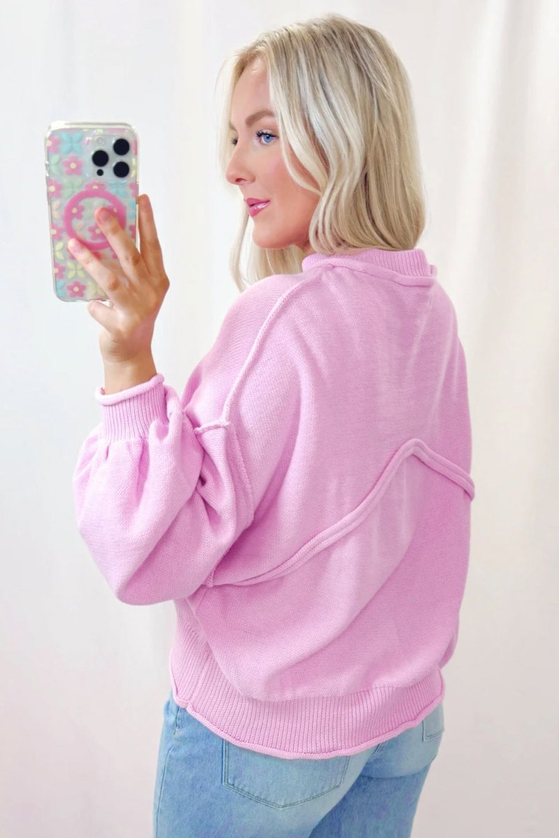 Rayna Pink Drop Shoulder Sweater - Klazzi Fashion Boutique