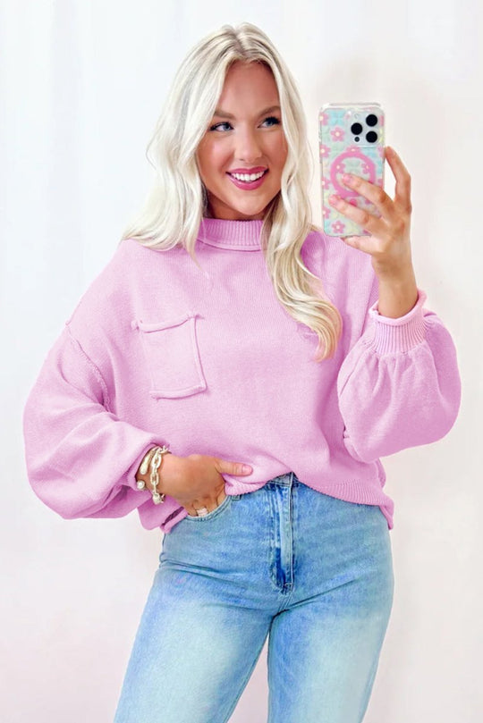 Rayna Pink Drop Shoulder Sweater - Klazzi Fashion Boutique