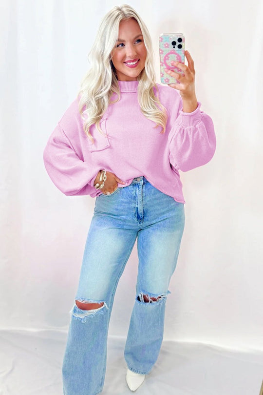 Rayna Pink Drop Shoulder Sweater - Klazzi Fashion Boutique