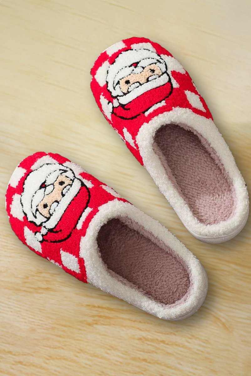 Red Checkered Santa Claus Slippers - Klazzi Fashion Boutique