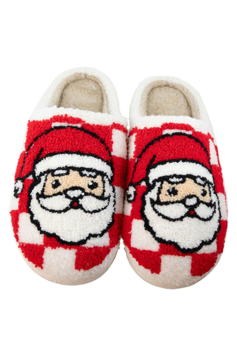 Red Checkered Santa Claus Slippers - Klazzi Fashion Boutique