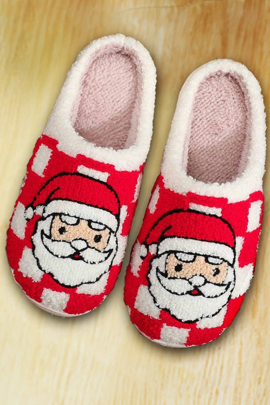 Red Checkered Santa Claus Slippers - Klazzi Fashion Boutique