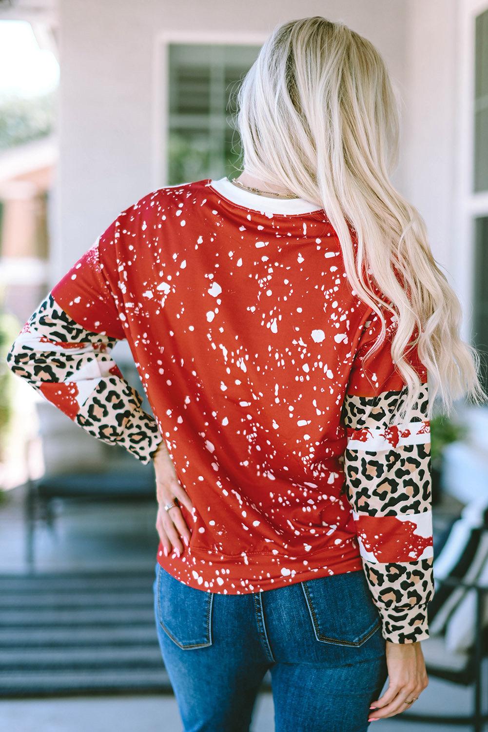 Red Leopard Christmas Tree Graphic Top - Klazzi Fashion Boutique