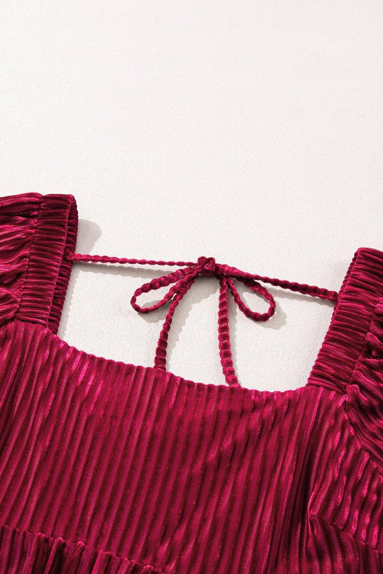 Red Velvet Tie Back Dress - Klazzi Fashion Boutique