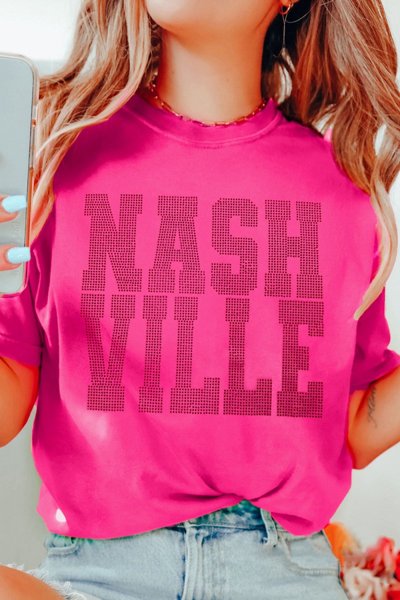 Rhinestone "NASHVILLE" Graphic Tee - Klazzi Fashion Boutique