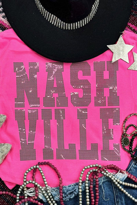 Rhinestone "NASHVILLE" Graphic Tee - Klazzi Fashion Boutique