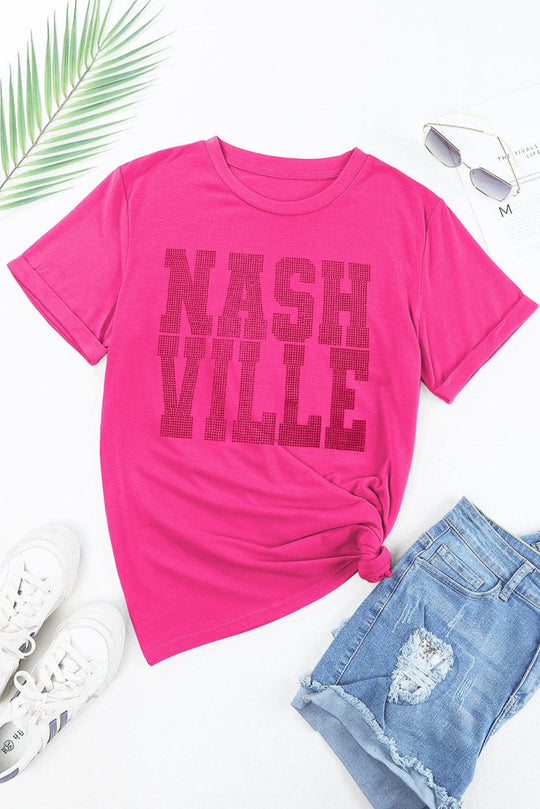 Rhinestone "NASHVILLE" Graphic Tee - Klazzi Fashion Boutique