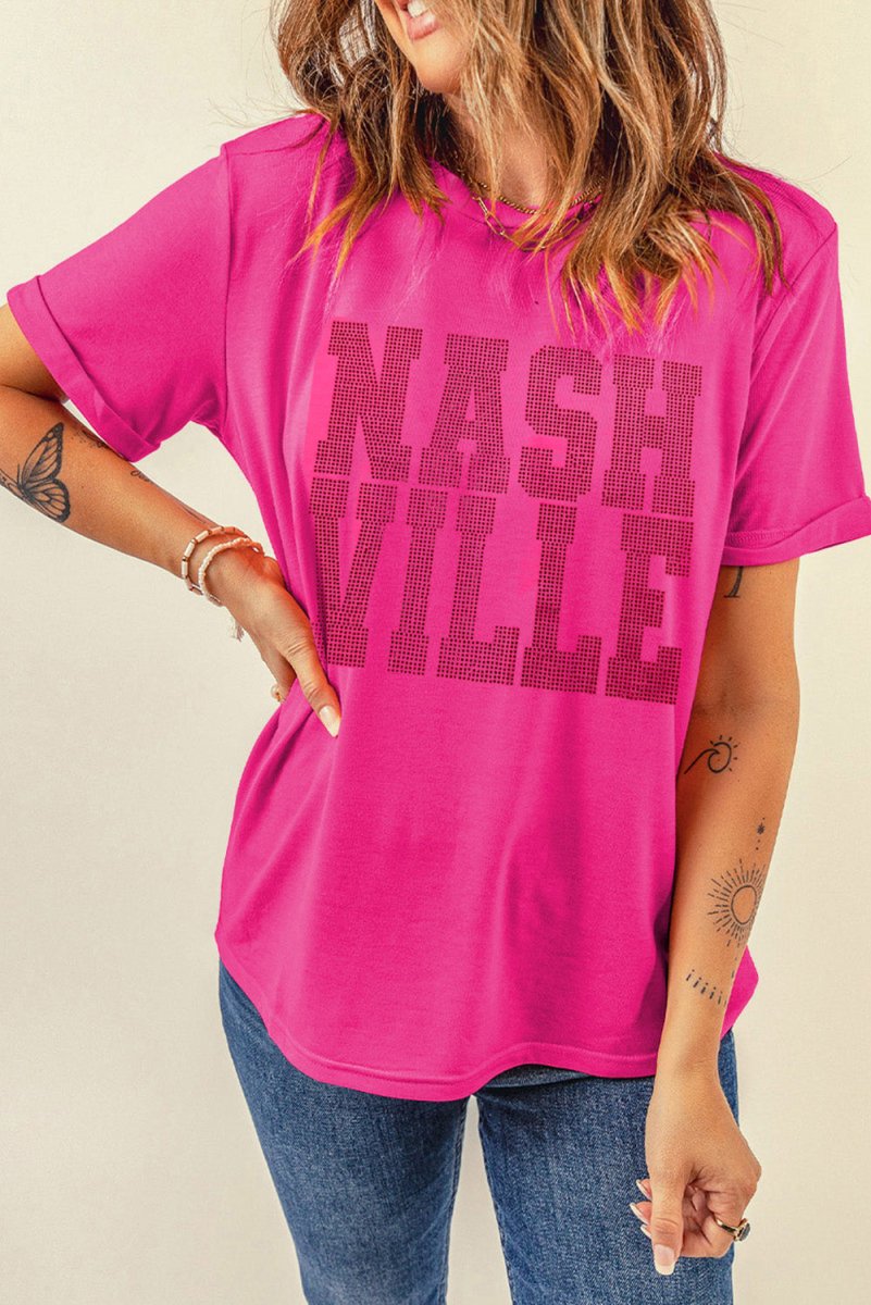 Rhinestone "NASHVILLE" Graphic Tee - Klazzi Fashion Boutique