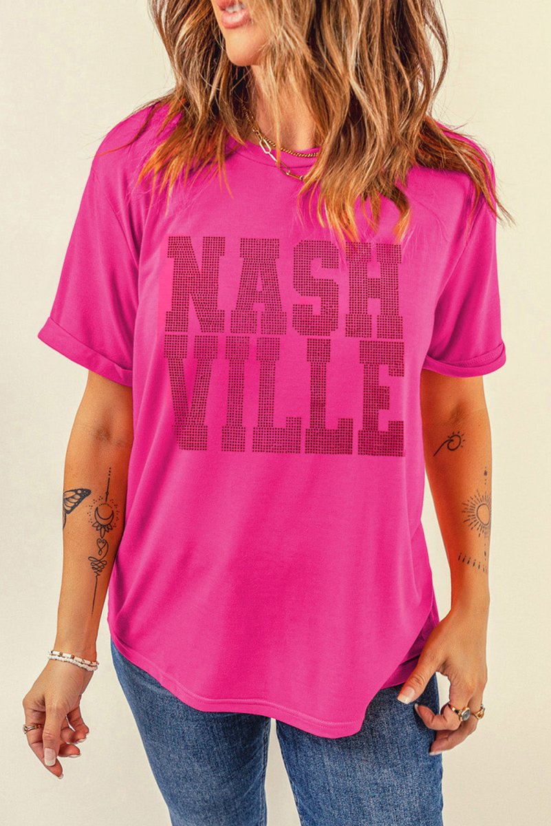 Rhinestone "NASHVILLE" Graphic Tee - Klazzi Fashion Boutique