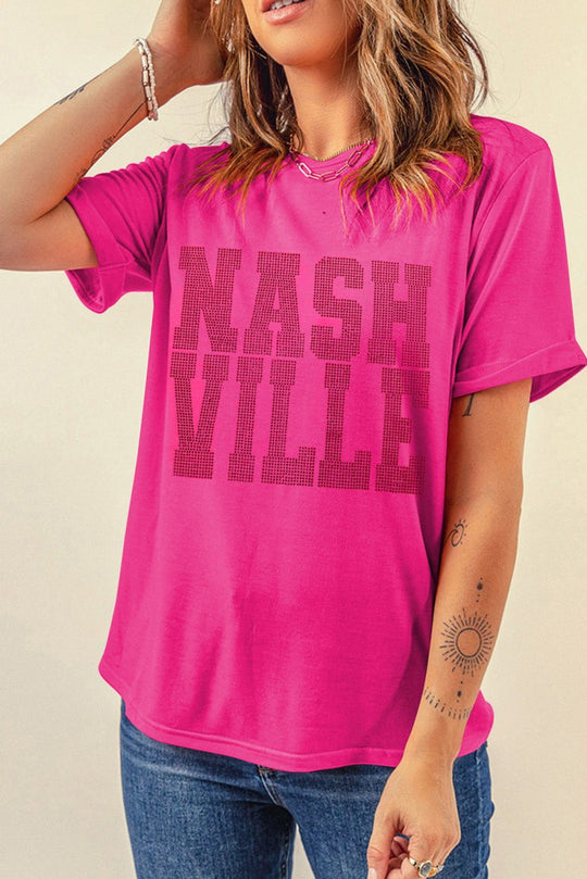 Rhinestone "NASHVILLE" Graphic Tee - Klazzi Fashion Boutique