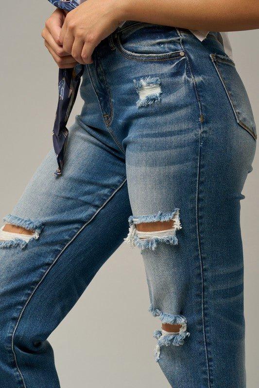 Ripped Boyfriend Jeans - Klazzi Fashion Boutique