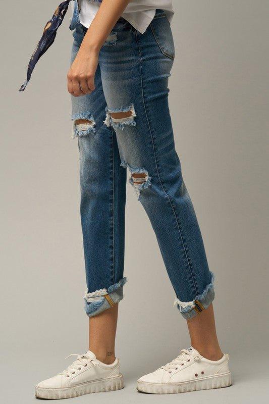 Ripped Boyfriend Jeans - Klazzi Fashion Boutique