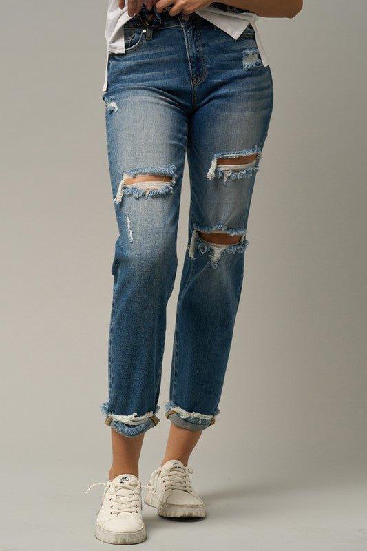 Ripped Boyfriend Jeans - Klazzi Fashion Boutique