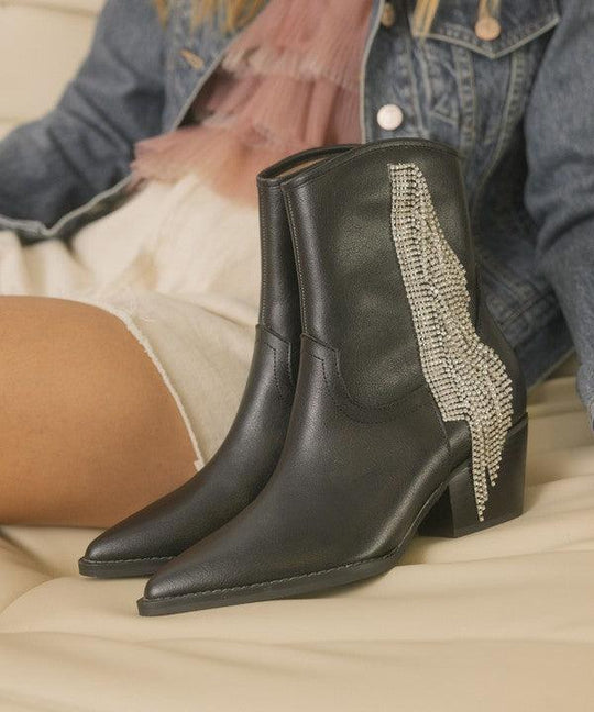 Roland Rhinestone Fringe Boot - Klazzi Fashion Boutique