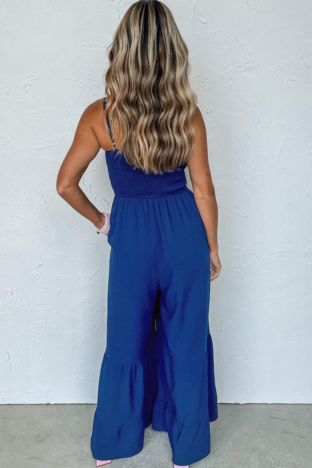 Ruffled Spaghetti Straps Wide Leg Jumpsuit