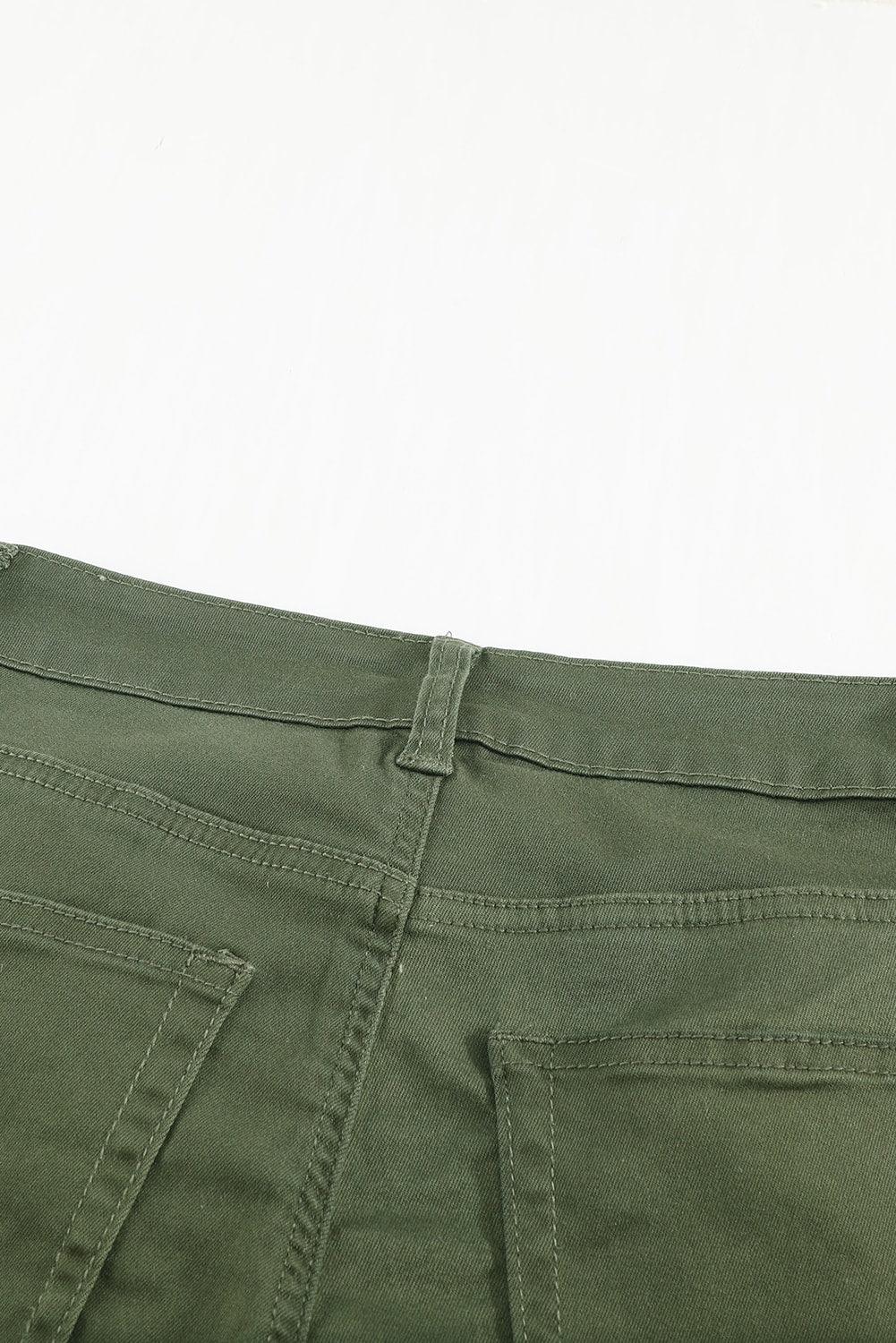 Sage Green Frayed Denim Jeans - Klazzi Fashion Boutique