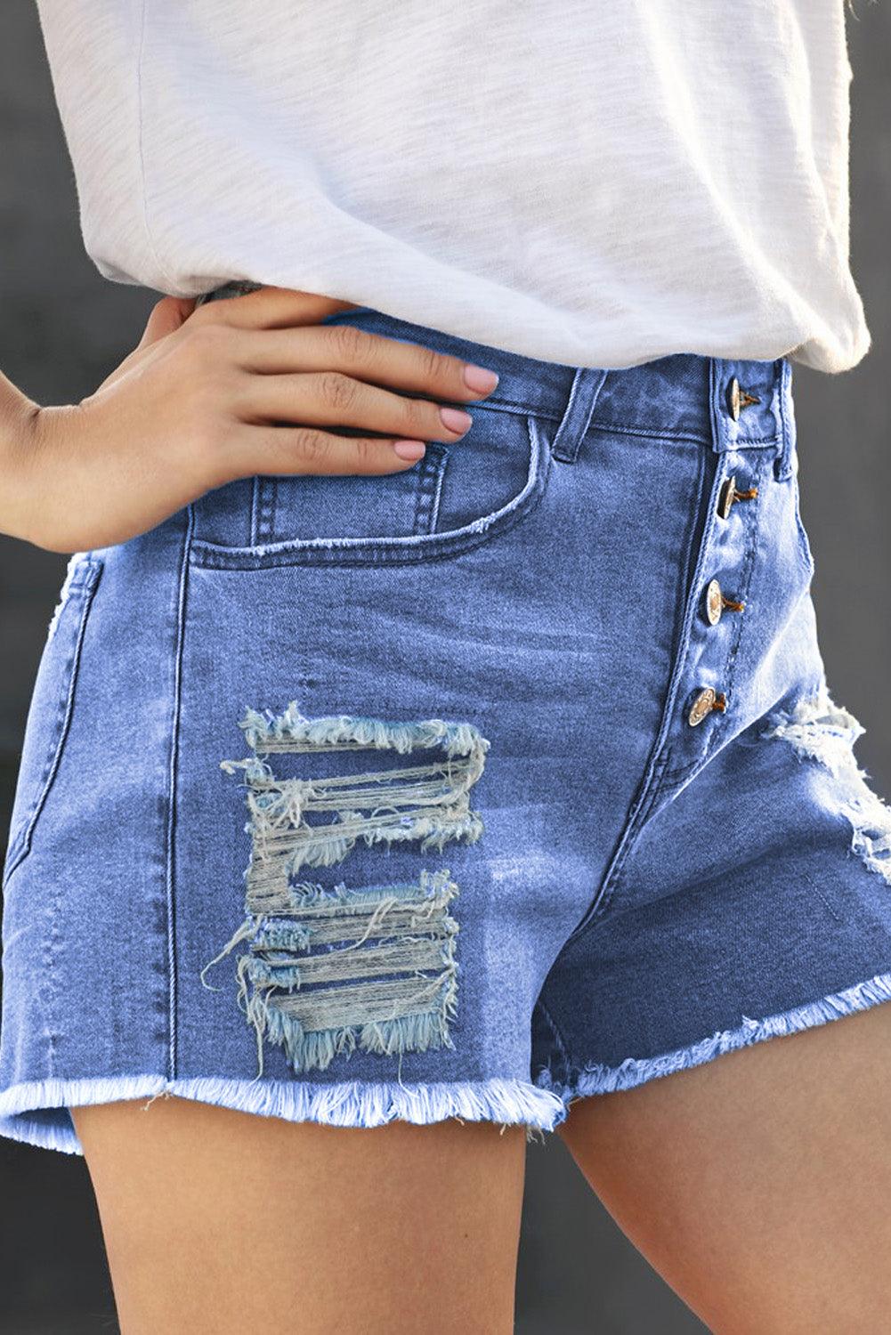  Gypsy Mid-rise Distressed Denim Shorts