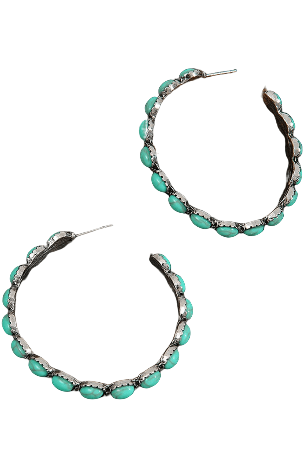 Sky Blue Turquoise Big Circle C-shaped Earrings - Klazzi Fashion Boutique