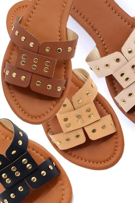 Mimi Rivet Stud Slide Sandals